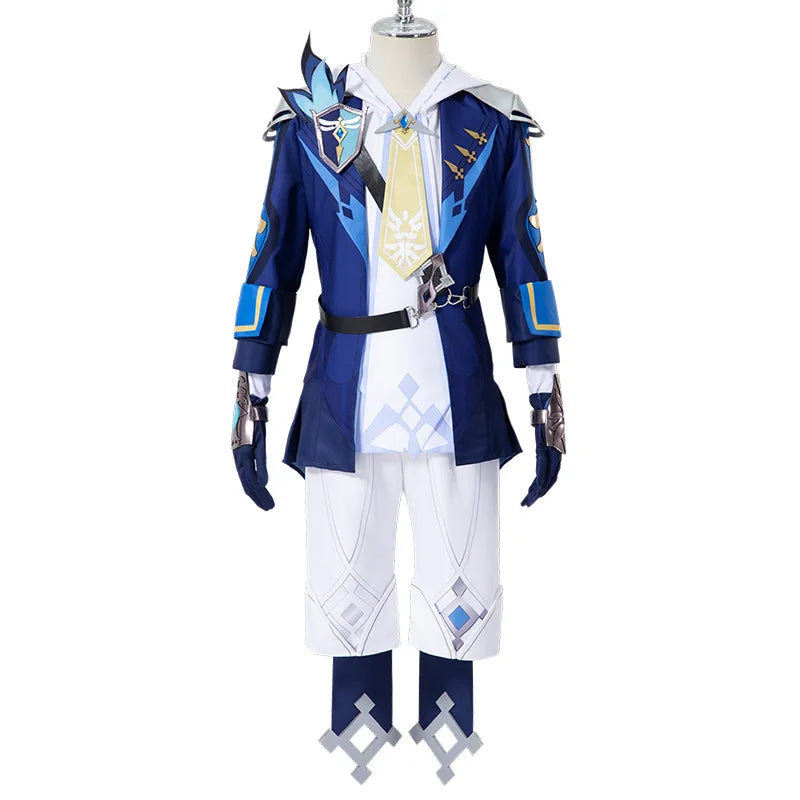 Mika Schmidt Cosplay Genshin Impact Blue Uniform Game Suit for Men Knight Costume Halloween Carnival Party Battle Outfits