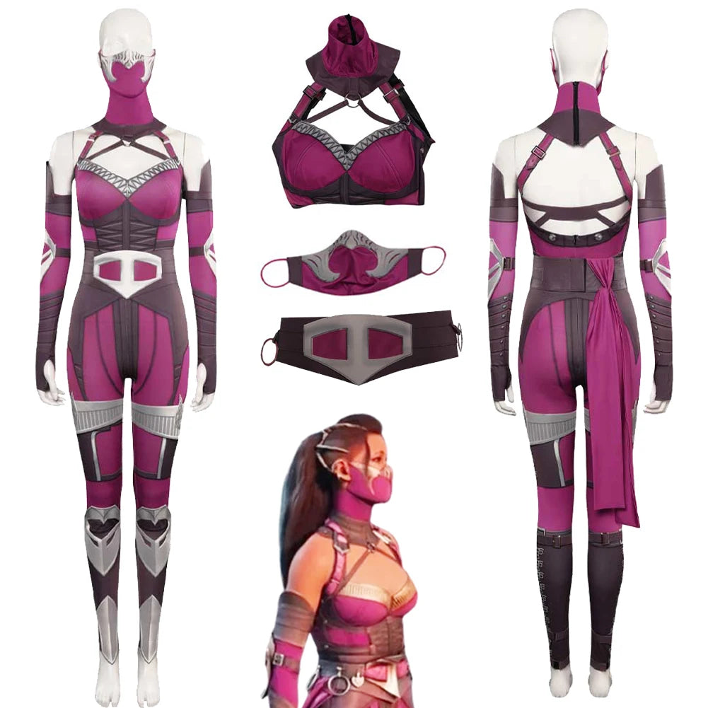 Mileena Cosplay Fantasia Game Mortal Kombat Disguise Adult Women  Roleplay Fantasy Halloween Carnival Party Clothes