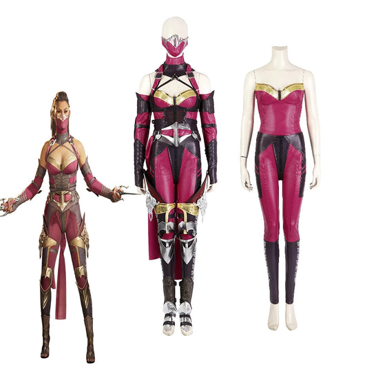 Mileena Cosplay Game Mortal Kombat Women Sexy Tube Pants Battle Uniform Full Set Halloween Carnival Party Fantasia Disguise Suit