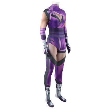 Mileena Cosplay Jumpsuit Mortal Kombat Costume Women Sexy Purple Rompers Halloween Carnival Party Disguise Uniform