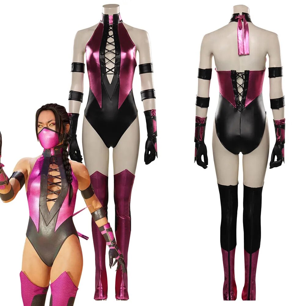 Mileena Cosplay Sexy Jumpsuit Swimsuit Anime Game Mortal Kombat Costume Women Halloween Party Clothes For Ladies Role Play