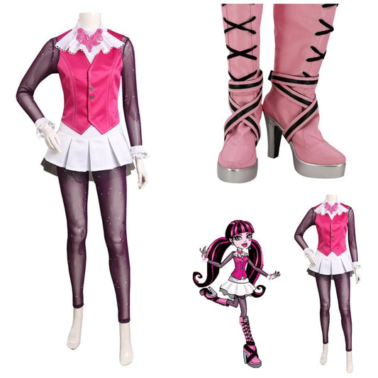 Monster Cos High Draculaura Cosplay Costume Outfits Full set Halloween Carnival Suit