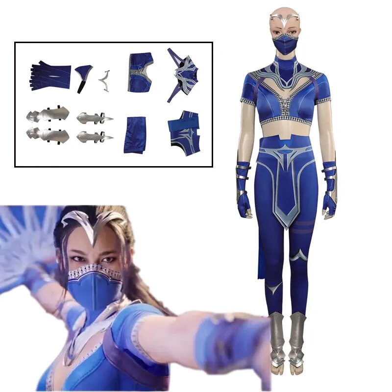 Mortal Cos Kombat Kitana Cosplay SexyCostume Top Pants Mask Accessories Outfits Halloween Carnival Suit For  Women Role playing