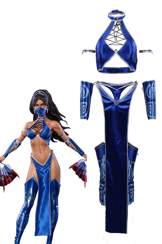 Mortal Kombat Cosplay Costume KATANA Outfits Women Anime Game Halloween Carnival Party Role Play Clothes Ladies Fashion