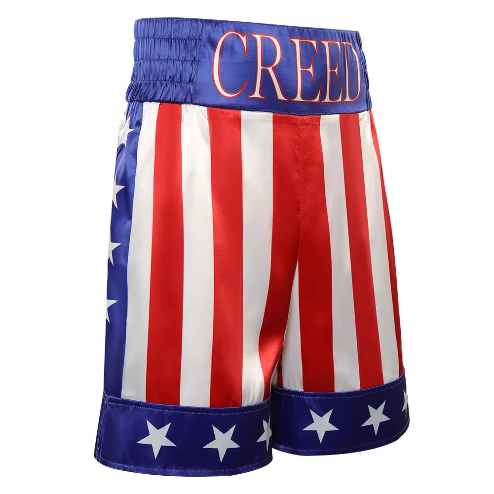 Movie Creed III Adonis Creed Cosplay Boxing Robe Shorts Men Costume Roleplay Fantasia Man Fancy Dress Party Clothes Role Play