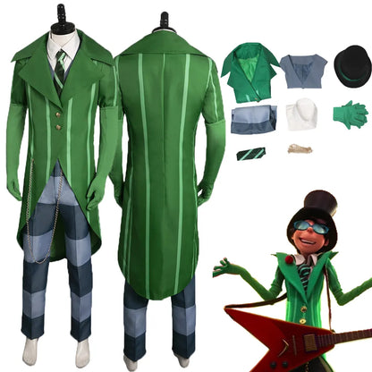 Dr. Seuss The Lorax Onceler Cosplay Costume Green Suit for Men Halloween Roleplay Outfit