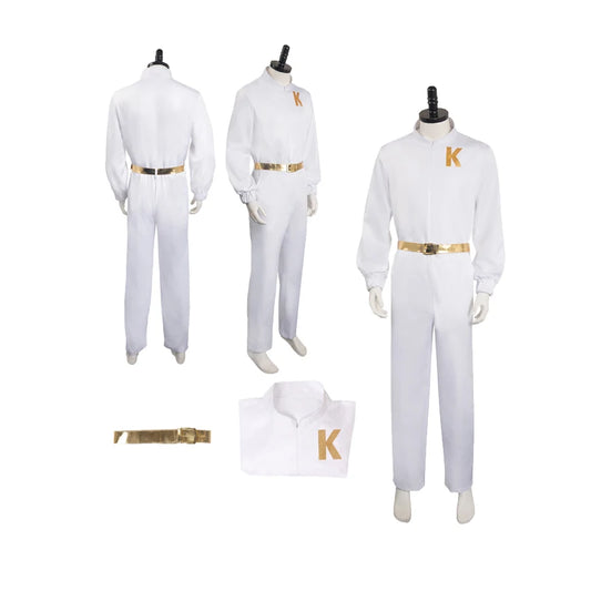 Movie Ken Cosplay Costume Men Belt White Clothing Boy Barbier Jumpsuit Adult Male Outfits Halloween Carnival Play Suit