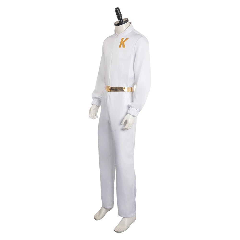 Movie Ken Cosplay Costume Men Belt White Clothing Boy Barbier Jumpsuit Adult Male Outfits Halloween Carnival Play Suit