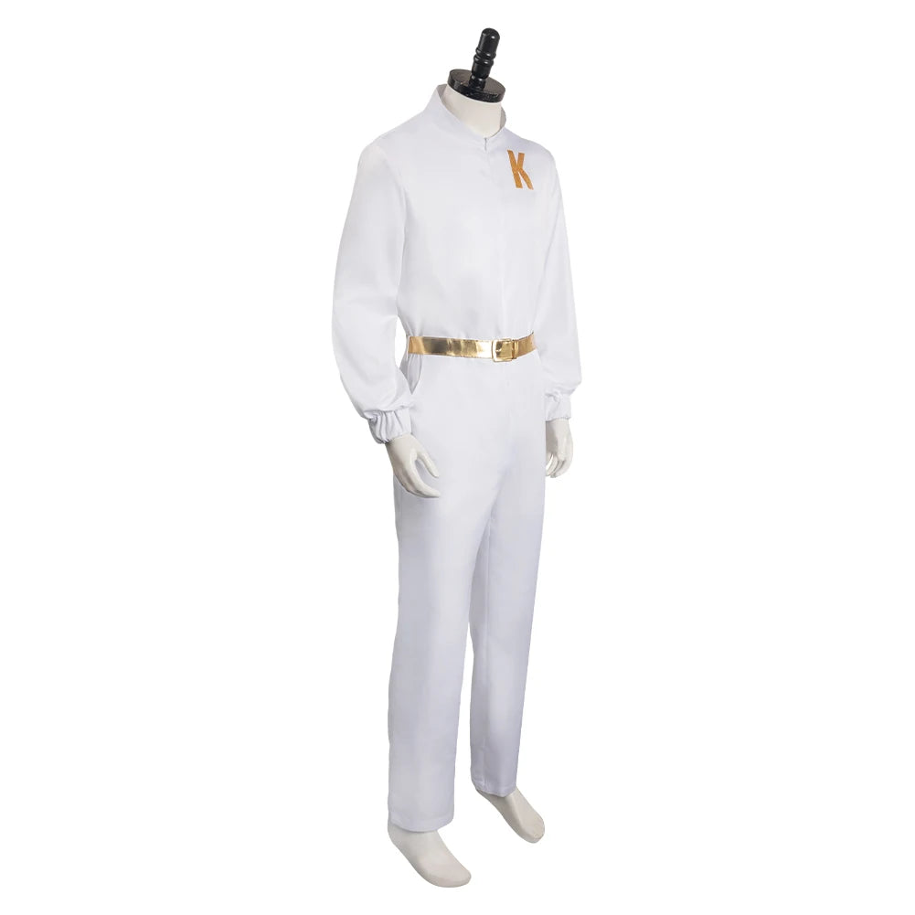 Movie Ken Cosplay Costume Men Belt White Clothing Boy Barbier Jumpsuit Adult Male Outfits Halloween Carnival Play Suit