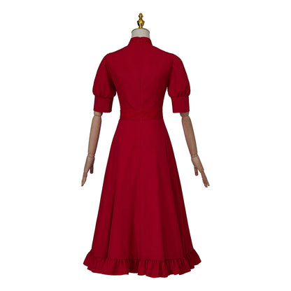 Movie Pearl Cosplay Dress Women Girl Red Half Sleeve Dresses High Waisted Pleated Skirt Party Outfits Halloween Carnival Clothes