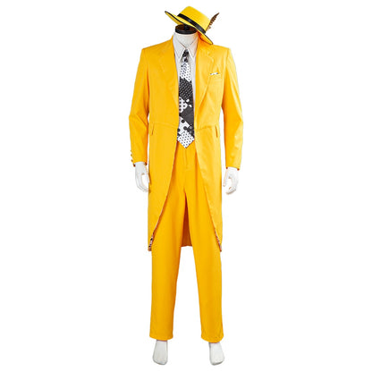 Movie&tv The Mask Jim Carrey Cosplay Costumes Set Unisex Adult Yellow Suit Uniform Outfits Halloween Carnival Dress Up Party