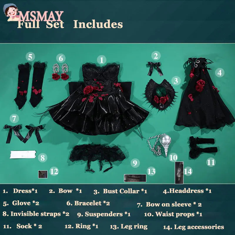 Game Identity V  Ada Messmer Cosplay Costume Women Black Sexy Dress Halloween Christmas New Year Carnival Party Cosplay