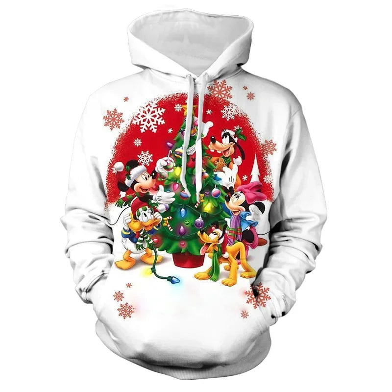 New Christmas Collection Hoodie Men's Fall Long Sleeve Mouse 3D Printed Casual Sweatshirt