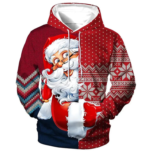 New Christmas Hooded for Men 3d Santa Claus Print Hoodies Autumn Winter Long Sleeve Sweatshirt Casual Top Oversized Men Clothing