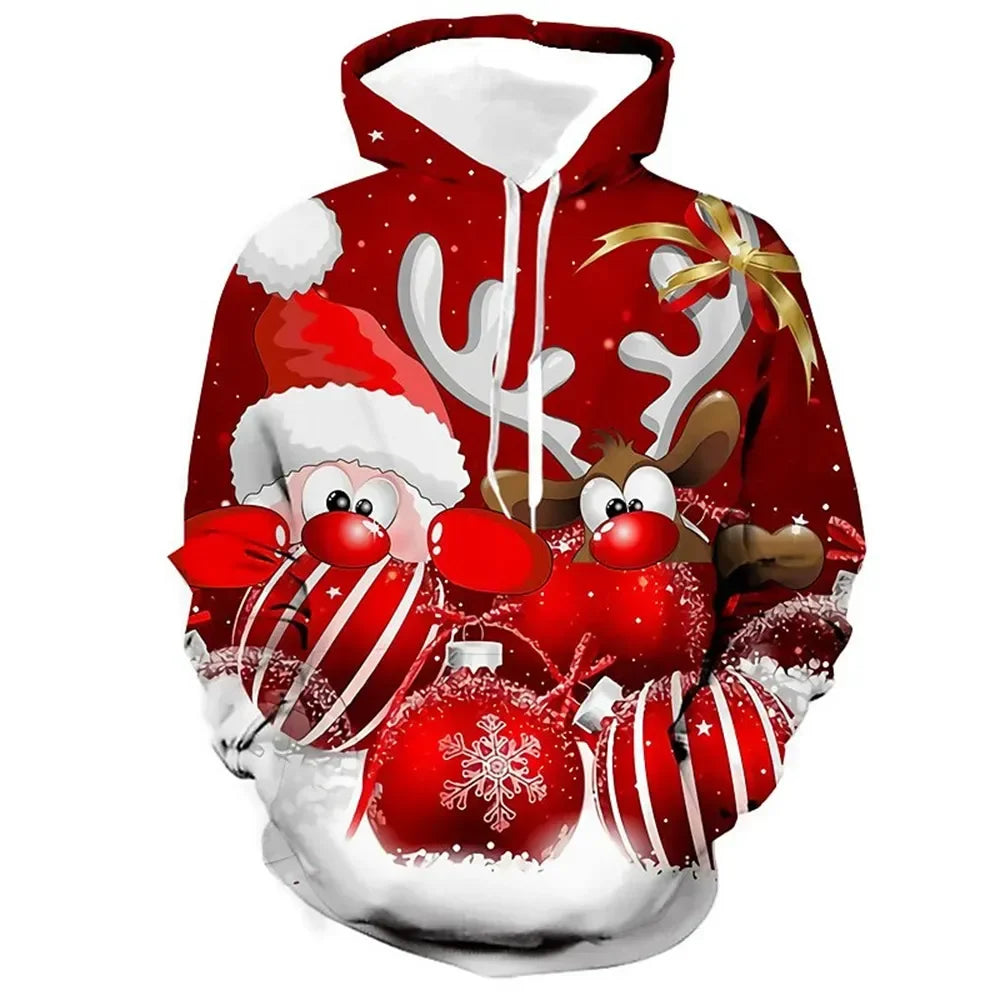 New Christmas Hooded for Men 3d Santa Claus Print Hoodies Autumn Winter Long Sleeve Sweatshirt Casual Top Oversized Men Clothing