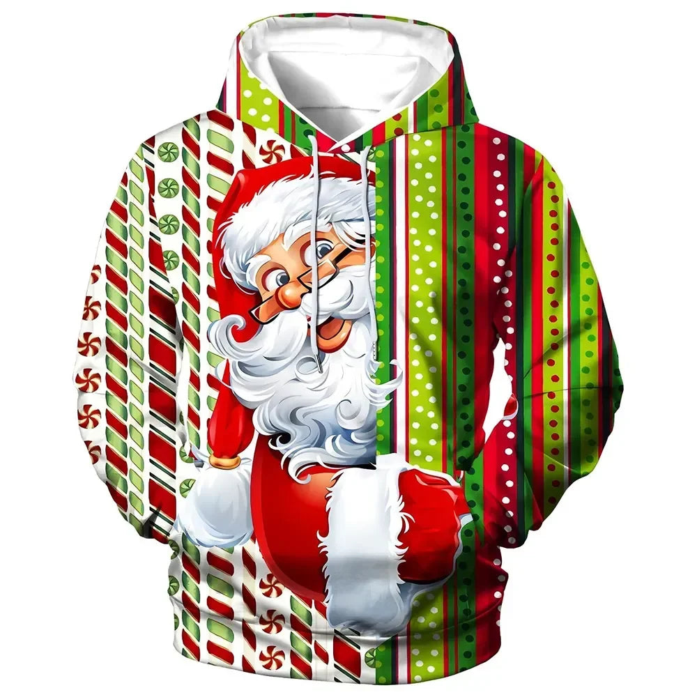 New Christmas Hooded for Men 3d Santa Claus Print Hoodies Autumn Winter Long Sleeve Sweatshirt Casual Top Oversized Men Clothing