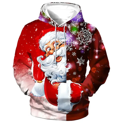 New Christmas Hooded for Men 3d Santa Claus Print Hoodies Autumn Winter Long Sleeve Sweatshirt Casual Top Oversized Men Clothing