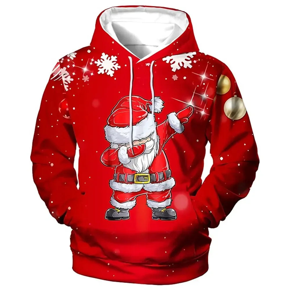 New Christmas Hooded for Men 3d Santa Claus Print Hoodies Autumn Winter Long Sleeve Sweatshirt Casual Top Oversized Men Clothing