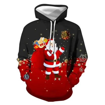 New Christmas Hooded for Men 3d Santa Claus Print Hoodies Autumn Winter Long Sleeve Sweatshirt Casual Top Oversized Men Clothing