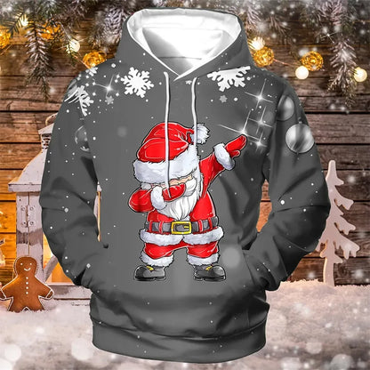 New Christmas Hooded for Men 3d Santa Claus Print Hoodies Autumn Winter Long Sleeve Sweatshirt Casual Top Oversized Men Clothing