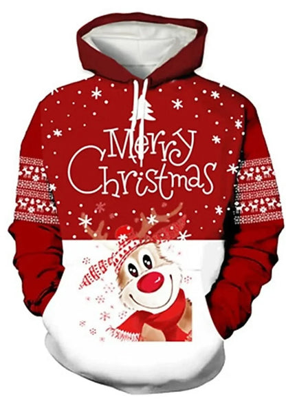 New Christmas Hooded for Men 3d Santa Claus Print Hoodies Autumn Winter Long Sleeve Sweatshirt Casual Top Oversized Men Clothing