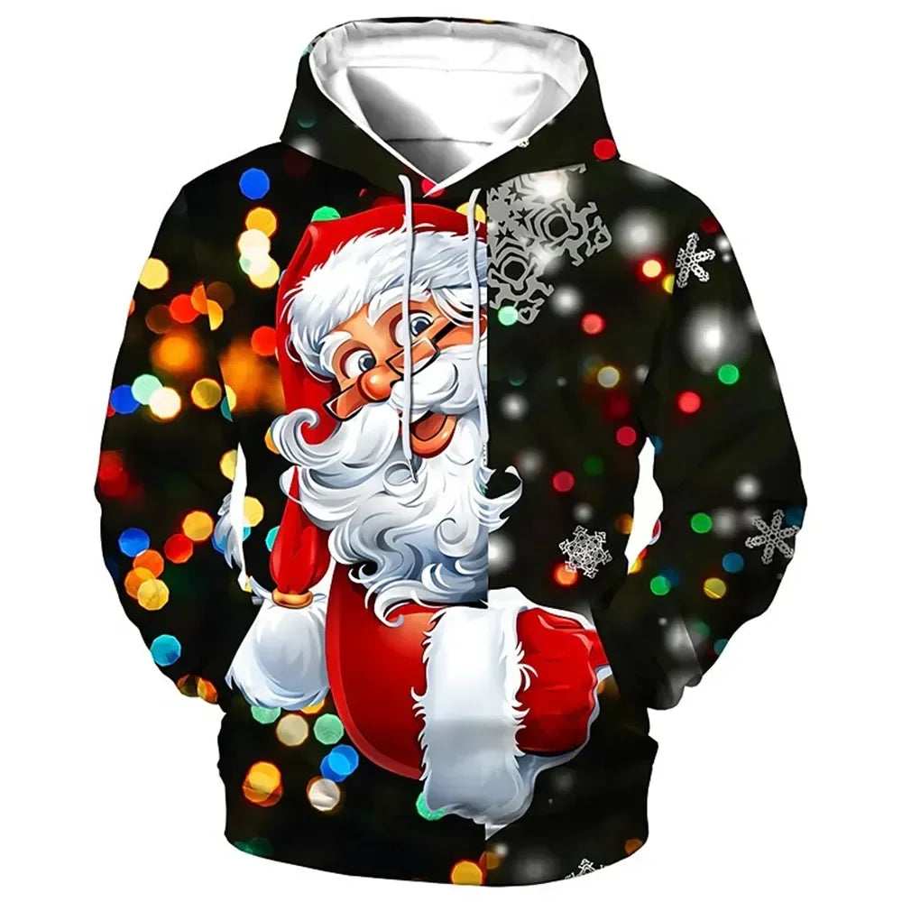 New Christmas Hooded for Men 3d Santa Claus Print Hoodies Autumn Winter Long Sleeve Sweatshirt Casual Top Oversized Men Clothing