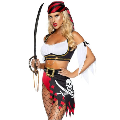 Women's Sexy Two Pieces Roleplay Pirate Costumes Lady Halloween Party Cosplay Cloths Night Club Stylish Outfits