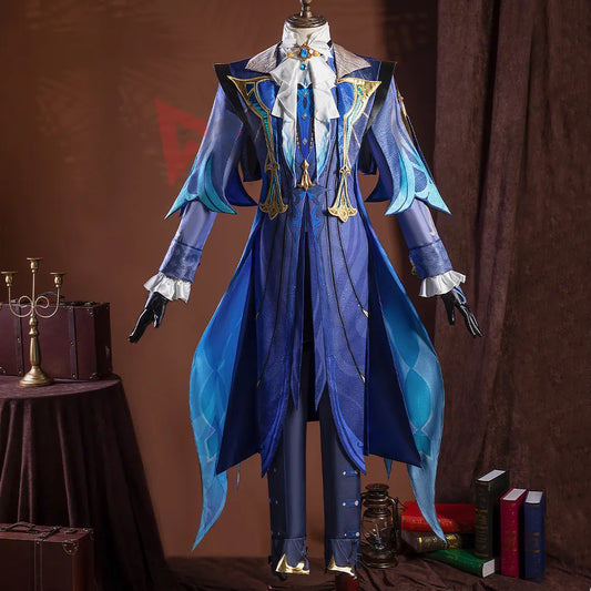 New Game Genshin Impact Neuvillette Wriothesley Fontaine Cosplay Costume Coat Pants Gloves Bow Custom Made