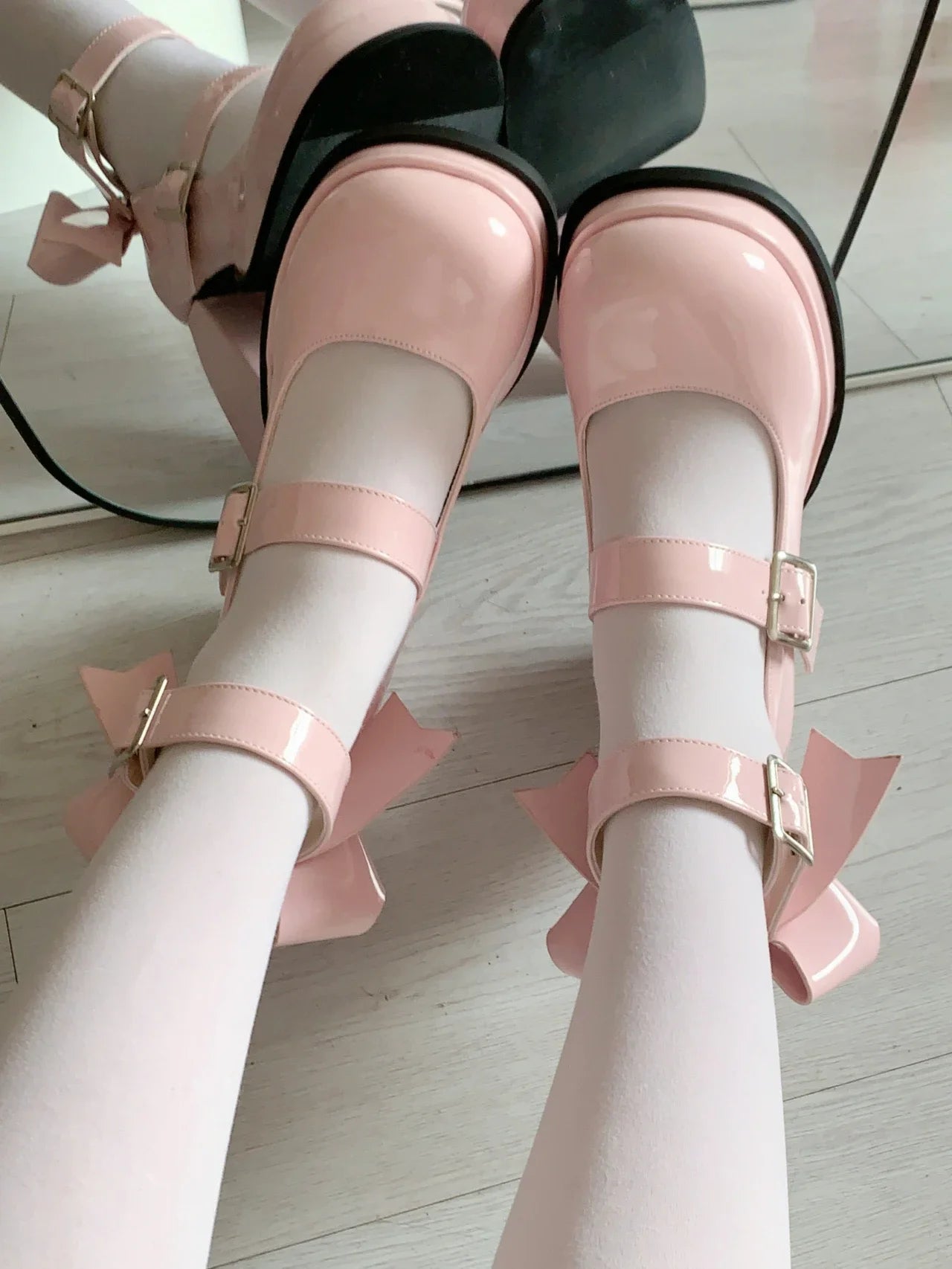 New Lolita Shoes Japanese Mary Jane High Heels  Women's Pumps with Bow Tie for Casual  Italian Shoes JK Uniform Platform Shoes