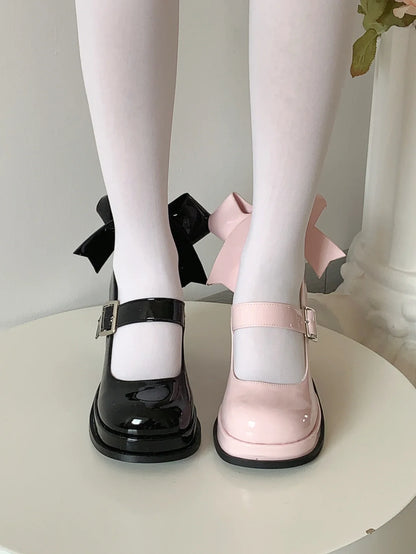 New Lolita Shoes Japanese Mary Jane High Heels  Women's Pumps with Bow Tie for Casual  Italian Shoes JK Uniform Platform Shoes