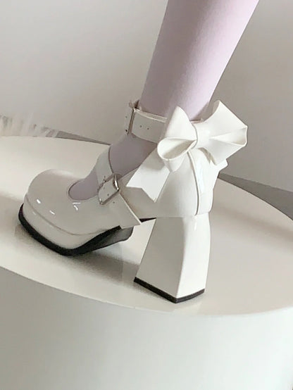 New Lolita Shoes Japanese Mary Jane High Heels  Women's Pumps with Bow Tie for Casual  Italian Shoes JK Uniform Platform Shoes