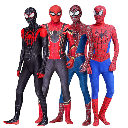 Miles Far From Home Cosplay Costume Zentai Spiderman Costume Superhero Bodysuit Spandex Suit for Kids Adult