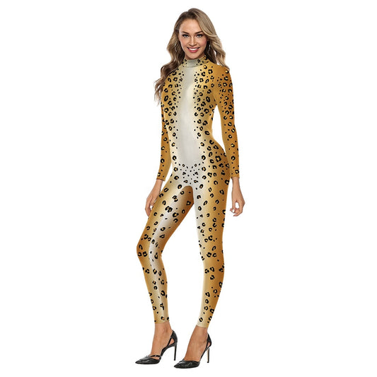 Slender One-piece Leopard Print Adult Cosplay Costumes for Women