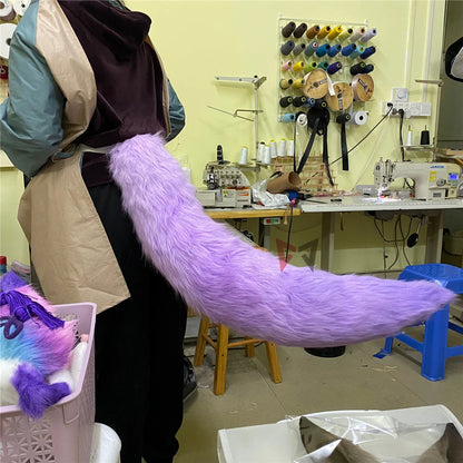 New Stay The Night  NU:Carnival Kuya Cosplay Prop Ears Hairhoop Tail Purple Color Headband Handmade Work Costume Accessories