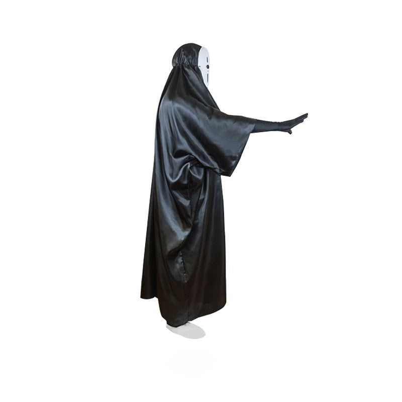 No Face Man Cos Spirited Away Cosplay Costume Mask Gloves Anime Miyazaki Hayao Faceless Cloak Coat Adult Carnival Costume