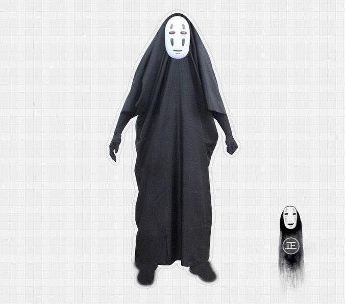 No Face Man Cos Spirited Away Cosplay Costume Mask Gloves Anime Miyazaki Hayao Faceless Cloak Coat Adult Carnival Costume