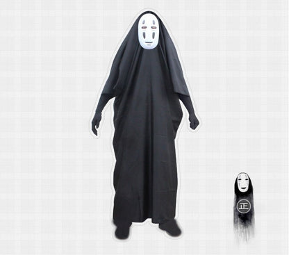 No Face Man Cos Spirited Away Cosplay Costume Mask Gloves Anime Miyazaki Hayao Faceless Cloak Coat Adult Carnival Costume