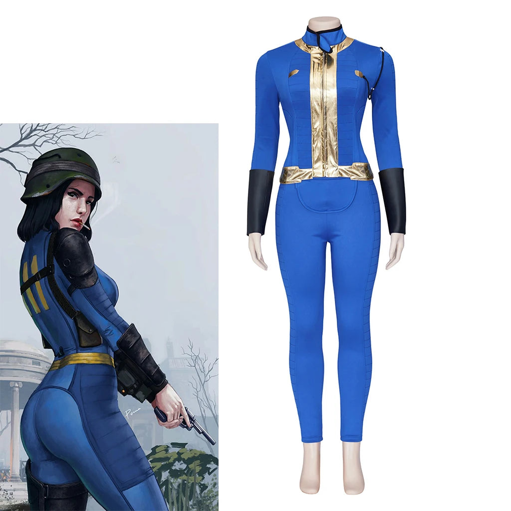 Nora Cosplay Survivor Costume Adult Women Fantasia Blue Slim Battle Suit Halloween Carnival Party Fancy Uniform