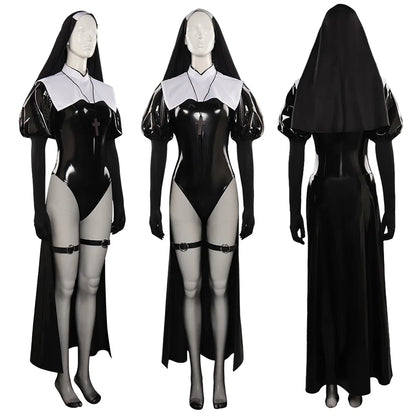 Nun Cosplay Fantasia Sexy Jumpsuit Fantasia Movie The Nun 2 Costume Adult Women Fantasy Halloween Carnival Party Clothes