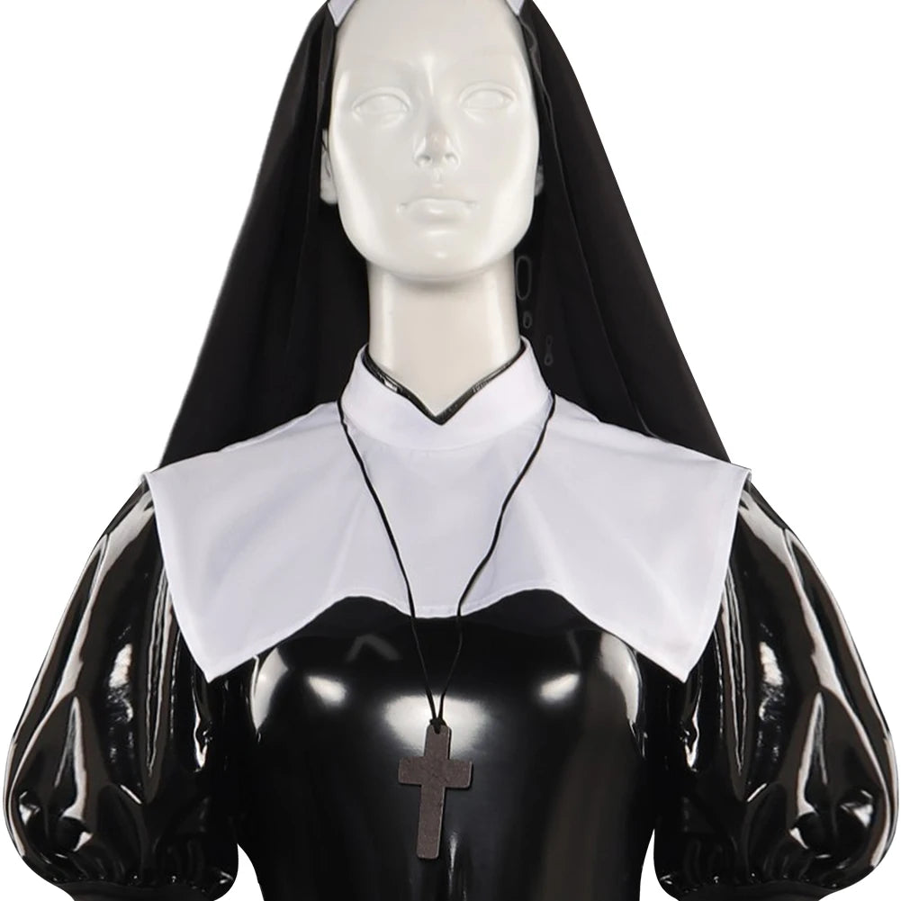 Nun Cosplay Fantasia Sexy Jumpsuit Fantasia Movie The Nun 2 Costume Adult Women Fantasy Halloween Carnival Party Clothes