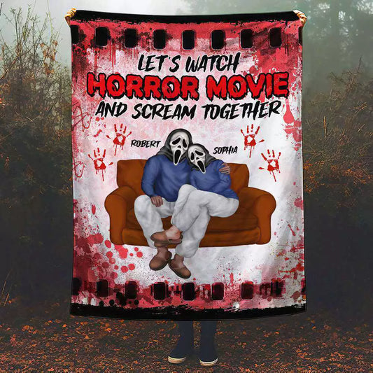 Custom Couple Blanket Horror Couple Blanket Halloween Gift img 1