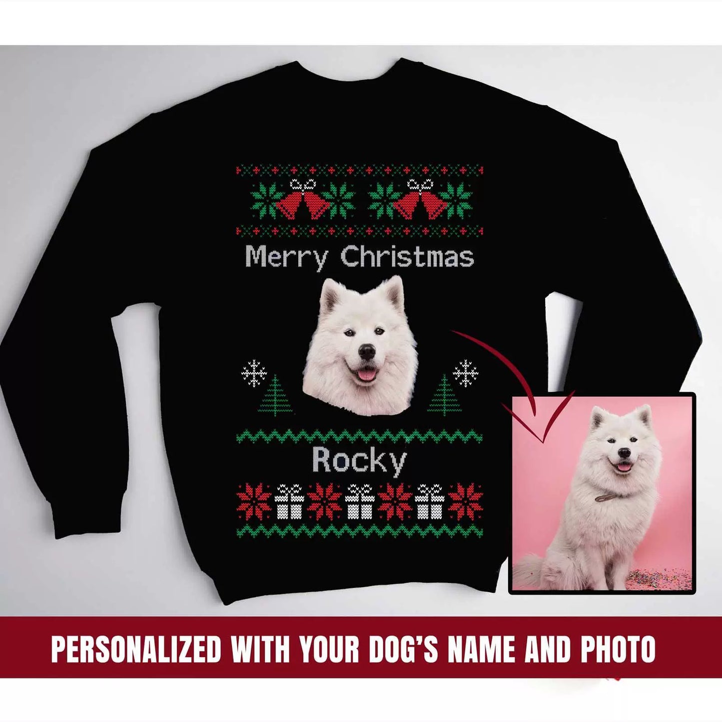 Personalized Dog Photo Name Swodie Christmas Crewneck img 1