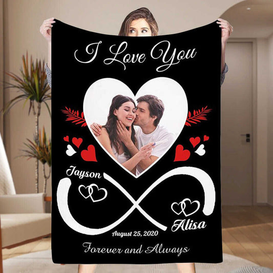 Custom Photo Fleece Blankets Gift for Him/Her img 1