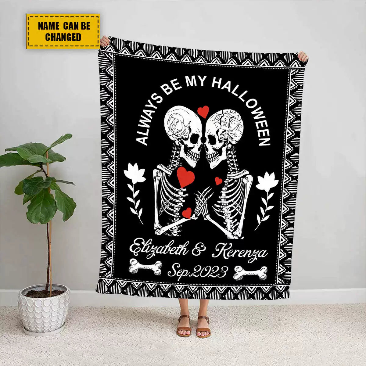 Skull Couple Personalized Blanket Gothic Skeleton Blanket img 3