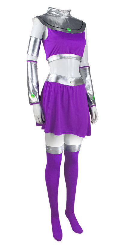 Starfire Cosplay Costume Princess Koriand'r Skirt Dress Up with Gloves Socks for Halloween Anime Comic Con Starfire Outfits