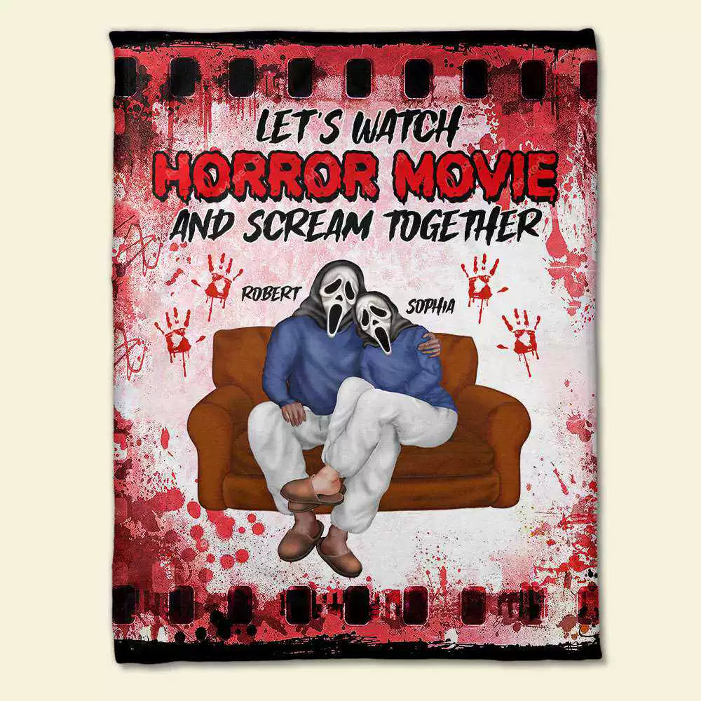 Custom Couple Blanket Horror Couple Blanket Halloween Gift img 3