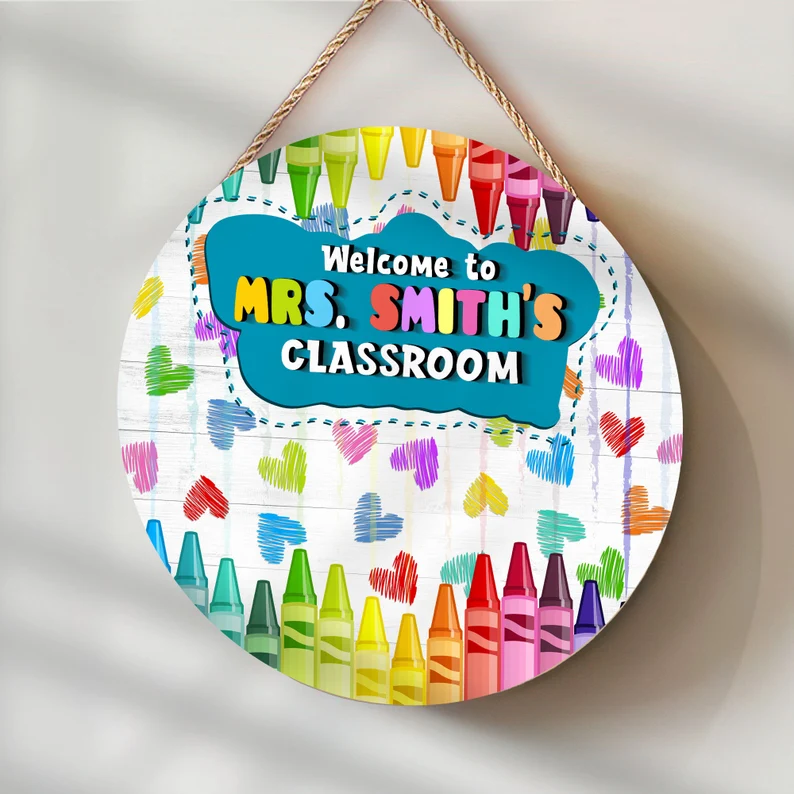 Custom Teacher Door Sign Classroom Decor Back To School Gift img 5551442909888