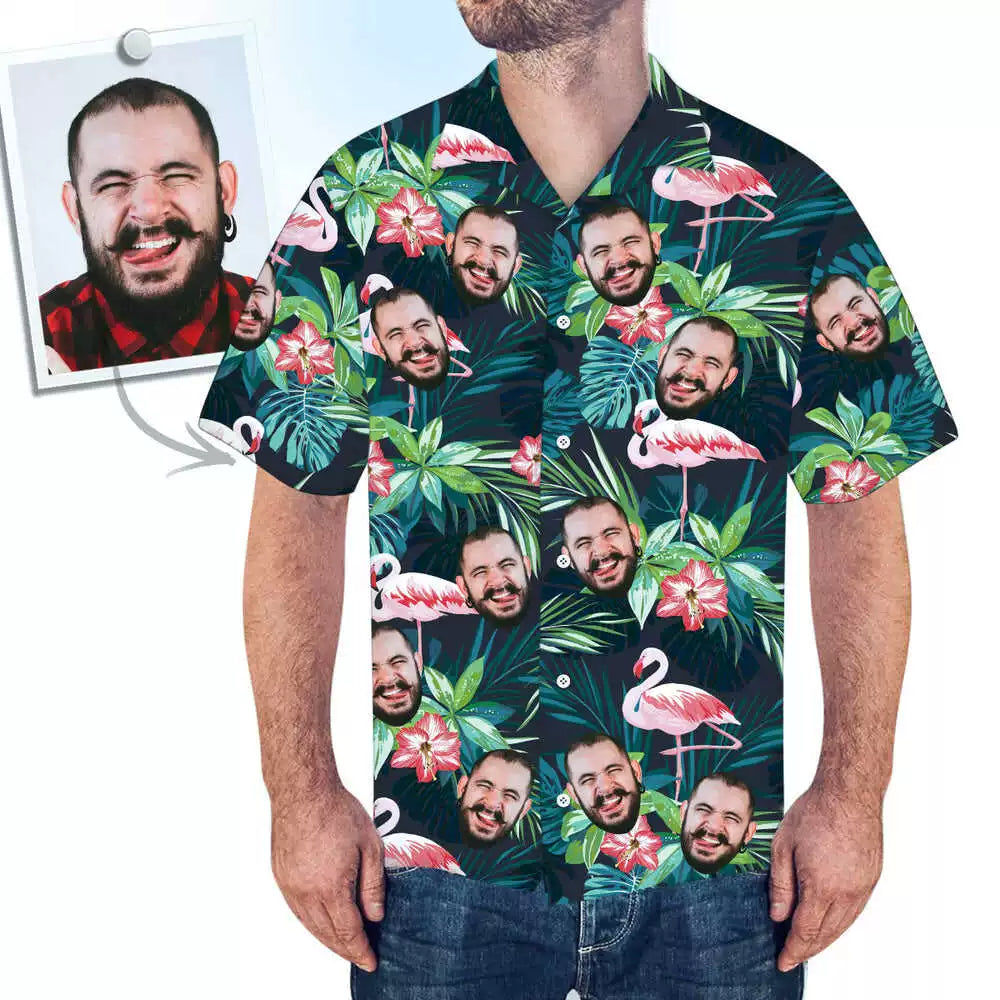 Gift for Him Personalized Hawaiian Shirts Face Flamingo img 3