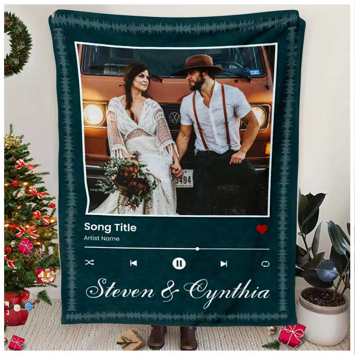 Custom Music Blanket Personalized Wool Blanket Couple Photo img 1