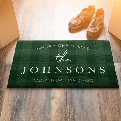 Custom Christmas Engraved Floor Mat Green